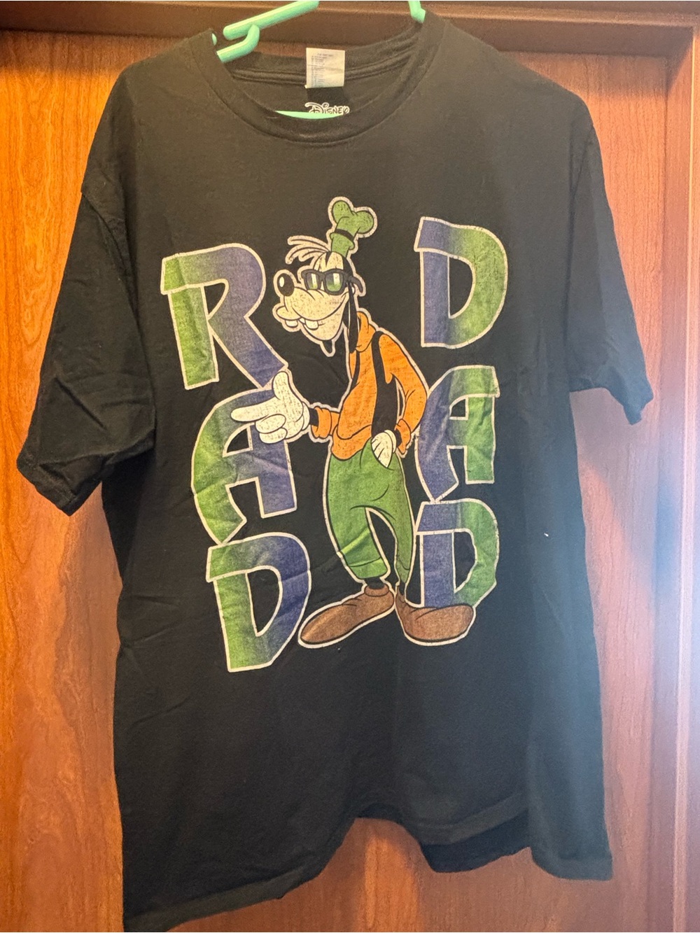 Disney Black Graphic Tee with Green and Orange Goofy Print